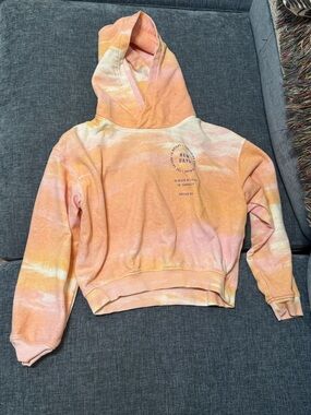 H&M Peach & Light Pink Tie-Dye Cropped Hoodie